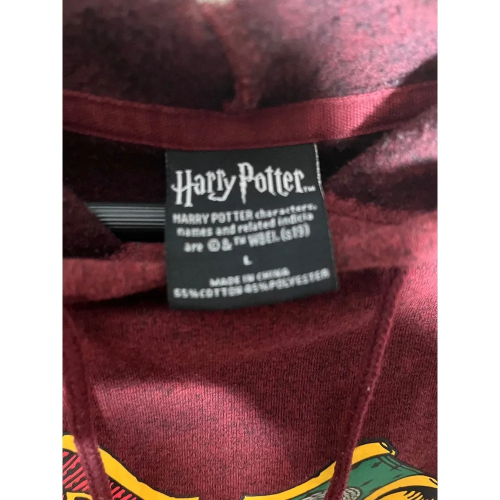 Harry Potter Hogwarts Crest Maroon Hoodie Pullover Long Sleeve Sweatshirt Size L